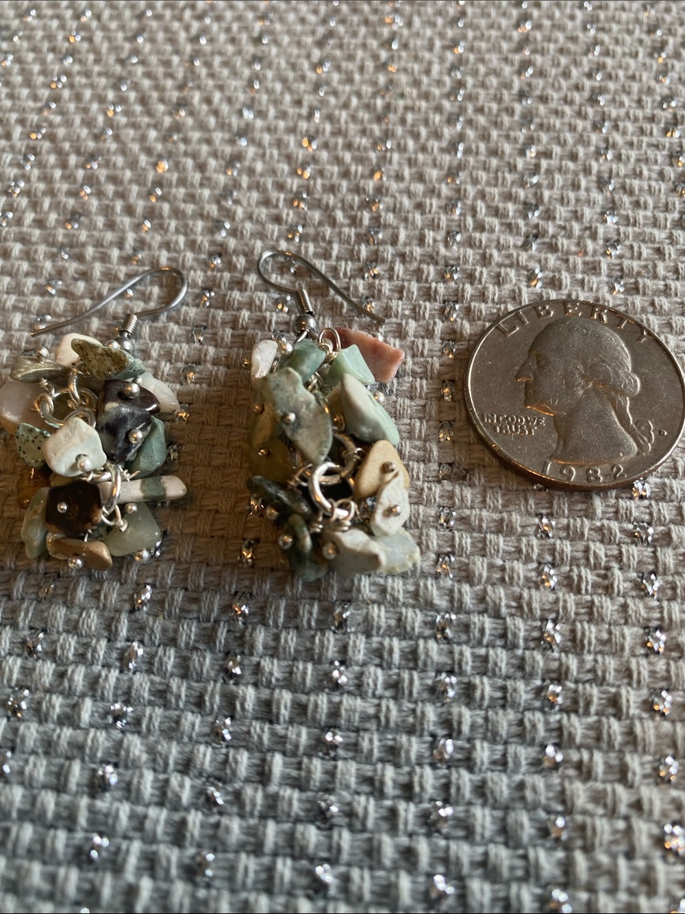 Cluster Chip Drop Earrings in Multicolor Pastel